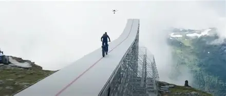 Ethan Hunt in a high-speed chase scene